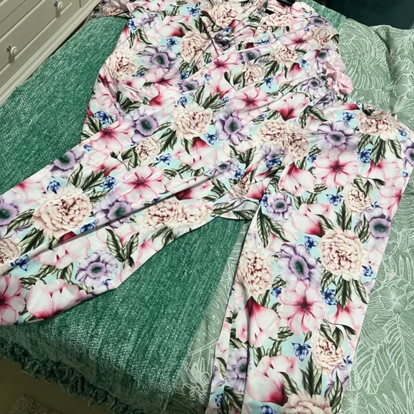 LADIES SATIN FLORAL PJ SET - Picture 3 of 6